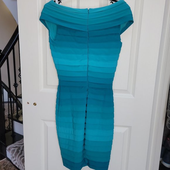 Tadashi Shoji Green/Aqua Ombre Bodycon Cocktail Dress - Picture 3 of 4
